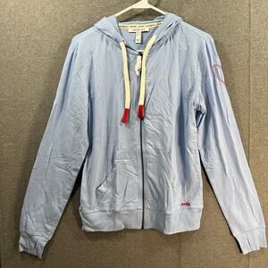 Peace Love World Women Hood Full Zip Blue ,Size XS